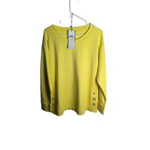 Lux Leisure by Neon Buddha Lemon Twist Yellow  Crewneck Sweatshirt Top Small NWT